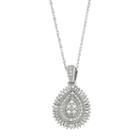 Sterling Silver 1/3 Carat T.w. Diamond Teardrop Pendant, Women's, Size: 18, White