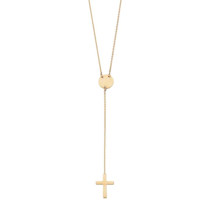 14k Gold Disc & Cross Y Necklace, Women's, Size: 16, Yellow