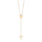 14k Gold Disc & Cross Y Necklace, Women's, Size: 16, Yellow