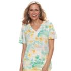 Petite Alfred Dunner Studio Floral Top, Women's, Size: Xl Petite, Yellow Green Floral