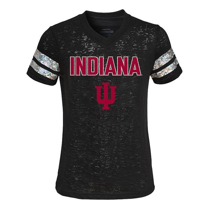 Girls 4-6x Indiana Hoosiers Opal Burnout Tee, Girl's, Size: M(5/6), Black