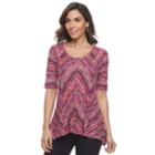 Women's Dana Buchman Print Elbow Sleeve Sharkbite Top, Size: Xl, Med Pink
