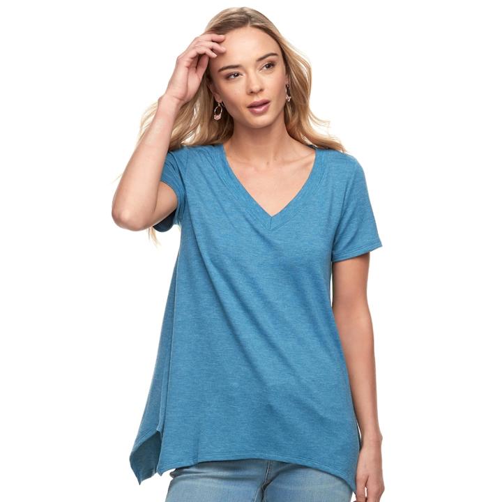 Women's Sonoma Goods For Life&trade; Soft Touch Shark-bite Hem Tee, Size: Medium, Blue