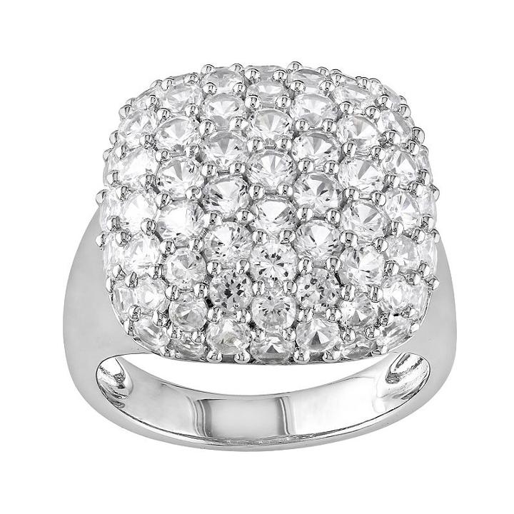 Sterling Silver Lab-created White Sapphire Square Ring, Women's, Size: 6