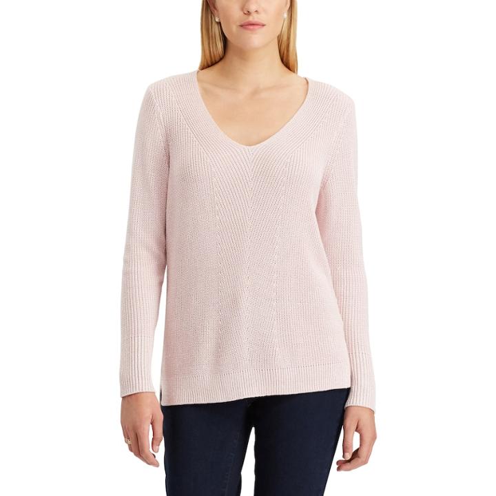 Women's Chaps Chevron V-neck Sweater, Size: Xl, Pink