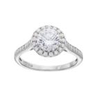 Primrose Sterling Silver Cubic Zirconia Halo Ring, Size: 9, White
