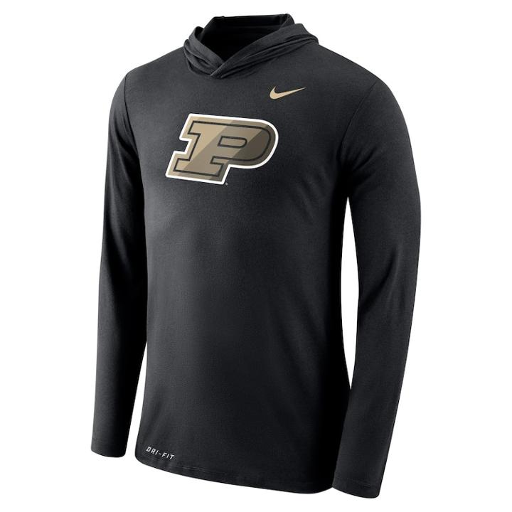 Men's Nike Purdue Boilermakers Dri-fit Hooded Tee, Size: Small, Black