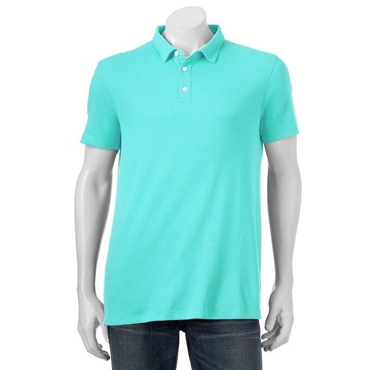 Big & Tall Apt. 9&reg; Solid Modern-fit Polo, Men's, Size: Xl Tall, Turquoise/blue (turq/aqua)