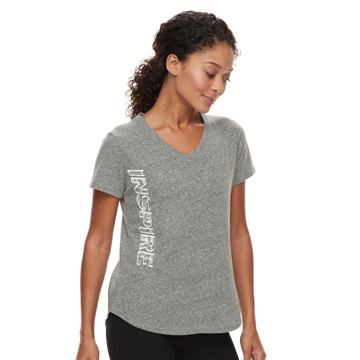 Women's Petite Tek Gear&reg; Core Short Sleeve Tee, Size: L Petite, Med Grey