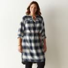 Plus Size Sonoma Goods For Life&trade; Plaid Flannel Shirtdress, Women's, Size: 16 W, Blue (navy)