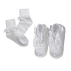 American Originals Ruffled Lace Christening Shoe & Sock Set - Baby Girl, Size: Small, White