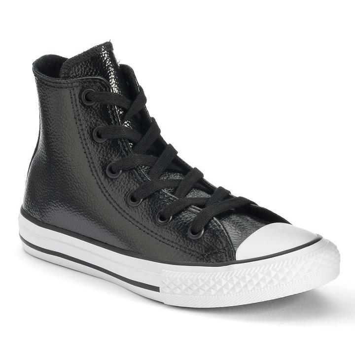 Kid's Converse Chuck Taylor All Star Stingray Leather High-top Sneakers, Size: 2, Black