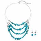Simulated Turquoise Layered Necklace & Drop Earring Set, Women's, Turq/aqua