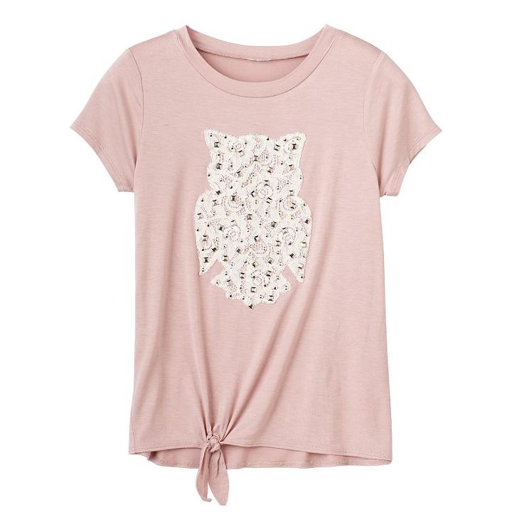 Girls 7-16 Miss Chievous Embellished Crochet Applique Tie-front Tee, Girl's, Size: Xl, Pink Other