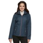 Women's Croft & Barrow&reg; Hooded Quilted Trapunto Jacket, Size: Large, Blue (navy)