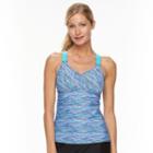 Women's Zeroxposur Striped Wide Strap Tankini Top, Size: 8, Med Blue
