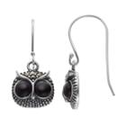 Tori Hill Sterling Silver Onyx & Marcasite Owl Drop Earrings, Women's, Black