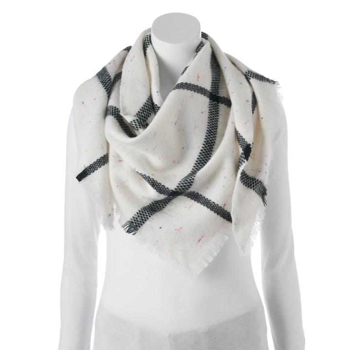 Candie's&reg; Windowpane Nep Yarn Triangle Scarf, Women's, White