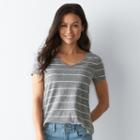 Petite Sonoma Goods For Life&trade; Essential Print V-neck Tee, Women's, Size: S Petite, Med Grey