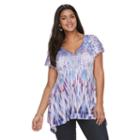 Plus Size World Unity Embellished Sublimation Sharkbite Top, Women's, Size: 2xl, Med Purple