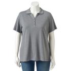 Plus Size Croft & Barrow&reg; Pique Polo, Women's, Size: 3xl, Med Grey