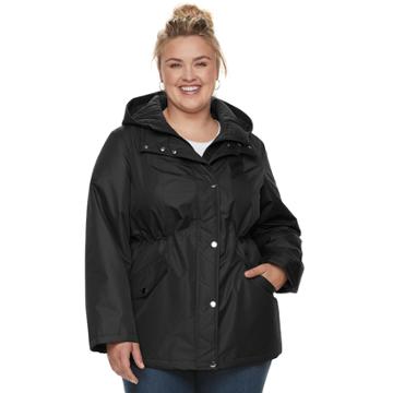 Plus Size D.e.t.a.i.l.s Hooded Anorak Jacket, Women's, Size: 3xl, Black