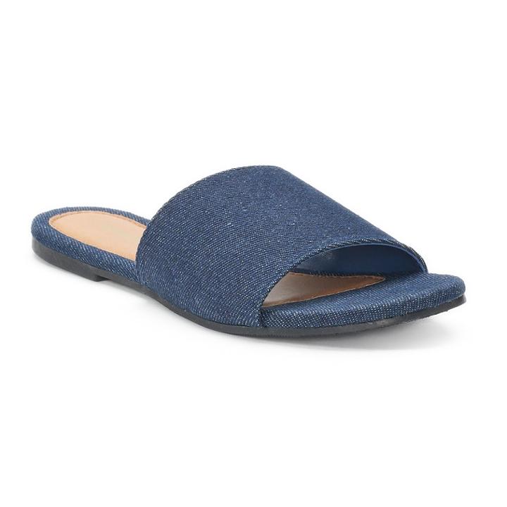 Women's Sonoma Goods For Life&trade; Denim Slide Sandals, Size: Medium, Dark Blue