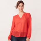 Women's Lc Lauren Conrad Pintuck Blouse, Size: Large, Med Red