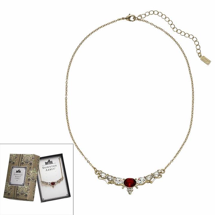 Downton Abbey Gold Tone Simulated Crystal Necklace, Women's, Size: 16, Red