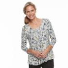 Women's Croft & Barrow&reg; Smocked-bib Top, Size: Medium, Light Grey