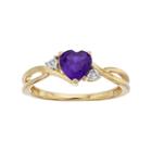 10k Gold Amethyst & Diamond Accent Swirl Heart Ring, Women's, Size: 6, Purple