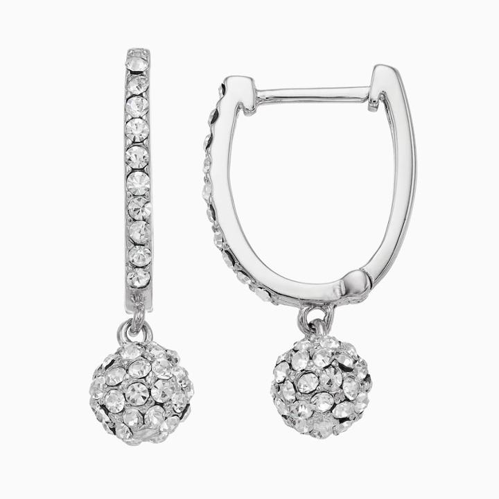 Chrystina Fireball Hoop Drop Earrings, Women's, White