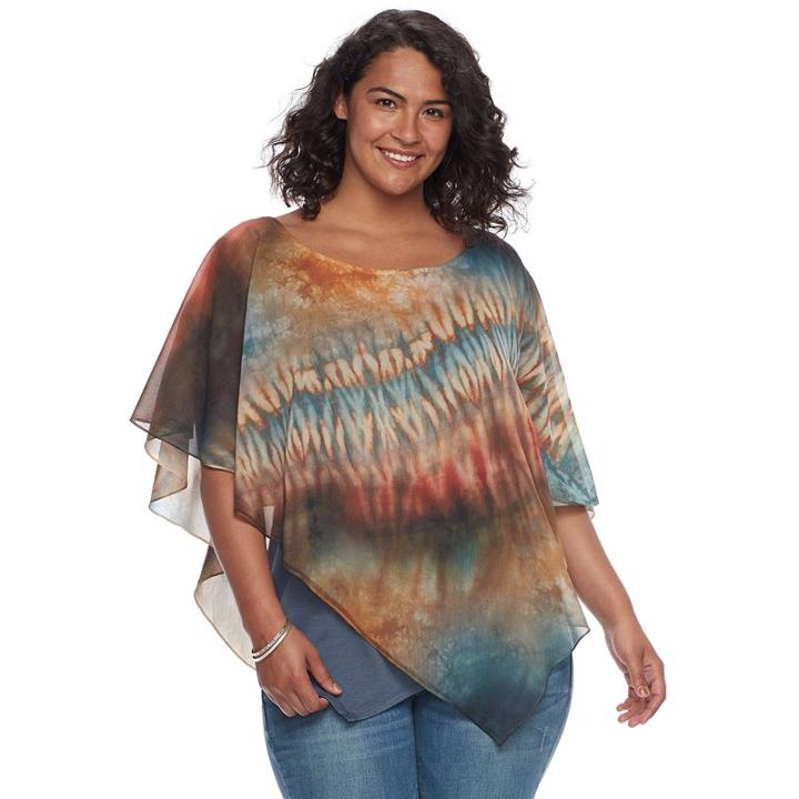 Plus Size World Unity Printed Popover Top, Women's, Size: 3xl, Green Oth