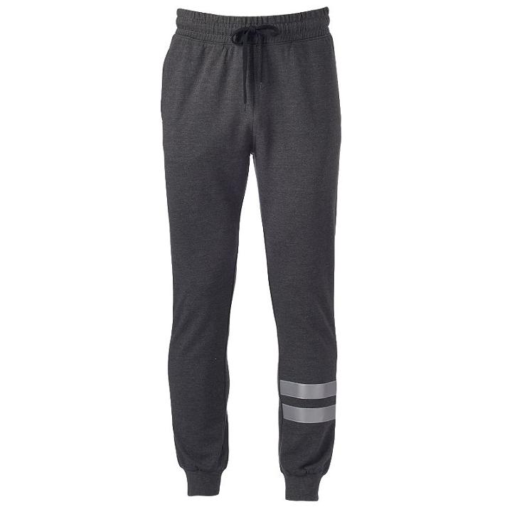 Men's Hollywood Jeans Reflective-stripe Jogger Pants, Size: Regular, Grey (charcoal)