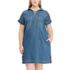 Plus Size Chaps Lace-up Denim Dress, Women's, Size: 2xl, Blue
