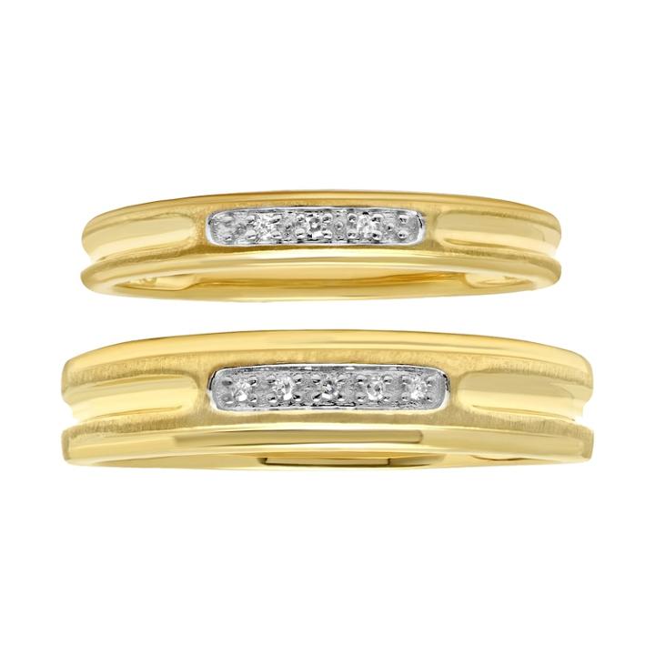 10k Gold Two-tone Diamond Accent Duo Ring Set, Adult Unisex, Size: L7 And M10, White