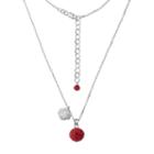 Washington State Cougars Crystal Sterling Silver Team Logo & Ball Pendant Necklace, Women's, Size: 18, Red
