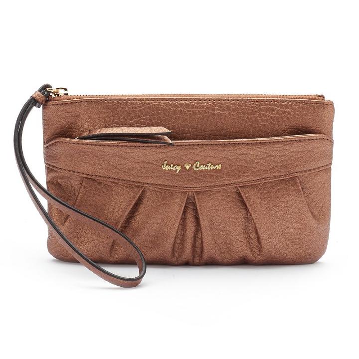 Juicy Couture Jc 700 Ruched Wristlet, Beige/khaki