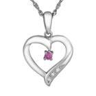 Sterling Silver Lab-created Pink Sapphire Heart Pendant, Women's, Size: 18