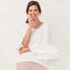 Women's Lc Lauren Conrad Bell Sleeve Split-back Top, Size: Xl, White