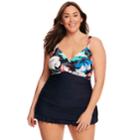 Plus Size Croft & Barrow Floral Twist-front Swimdress, Women's, Size: 26 W, Blue (navy)