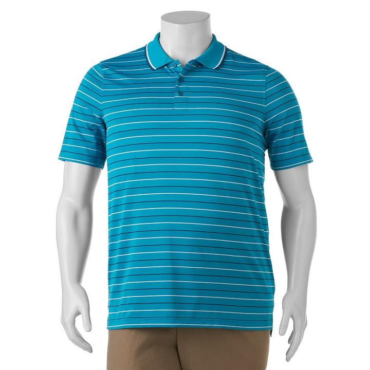 Big & Tall Croft & Barrow&reg; Classic-fit Striped Performance Polo, Men's, Size: 4xl Tall, Turquoise/blue (turq/aqua)