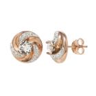 Sterling 'n' Ice 14k Rose Gold Over Silver Crystal Swirl Stud Earrings - Made With Swarovski Crystals, Women's, Pink