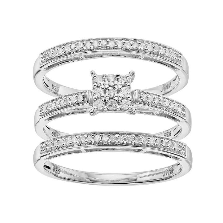 Always Yours 3-pc. Sterling Silver 1/4 Carat T.w. Diamond Engagement Ring Set, Women's, Size: 6, White