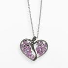 Lavish By Tjm Sterling Silver Pink Cubic Zirconia Openwork Heart Pendant - Made With Swarovski Marcasite, Women's, Size: 18