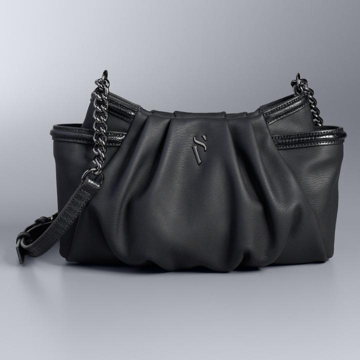 Simply Vera Vera Wang Morris Pleated Crossbody Bag, Women's, Black