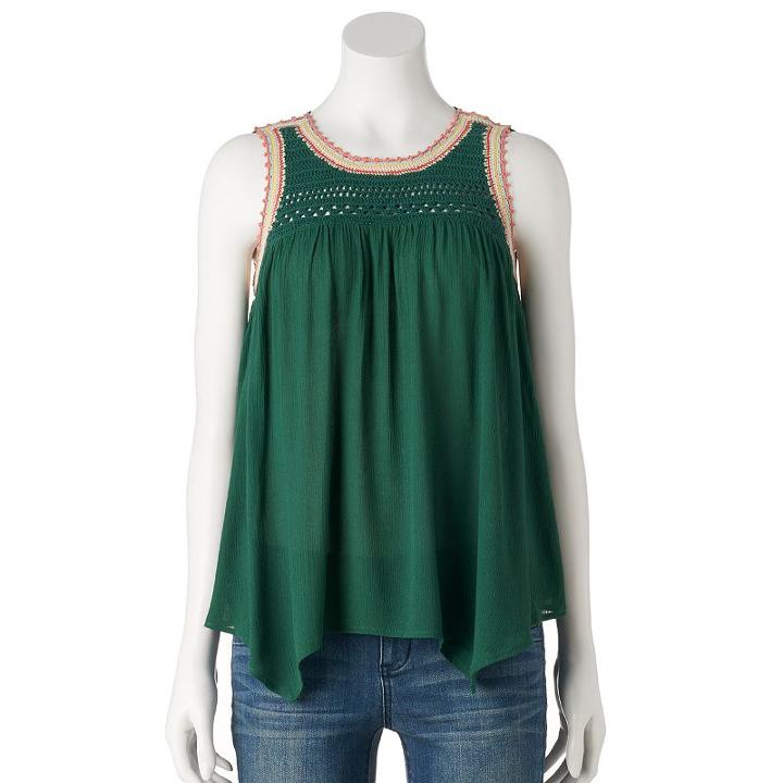Women's Lc Lauren Conrad Crochet Yoke Tank, Size: Xl, Lt Green
