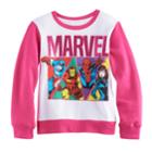 Girls 7-16 Marvel Captain America, Iron Man, Spider-man & Black Widow Pullover Sweatshirt, Size: Small, White