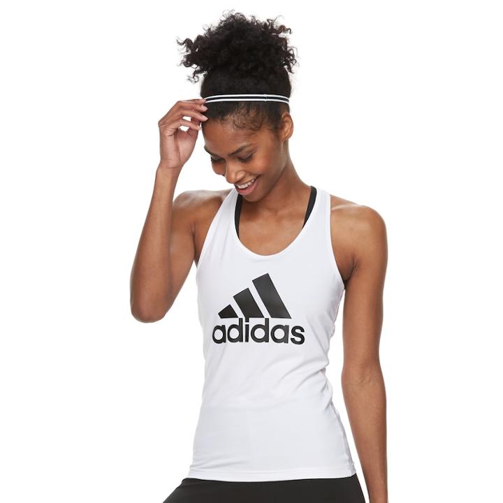 Women's Adidas Designed 2 Move Racerback Tank, Size: Xl, White