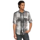 Big & Tall Rock & Republic Military Plaid Button-front Shirt, Men's, Size: L Tall, Black